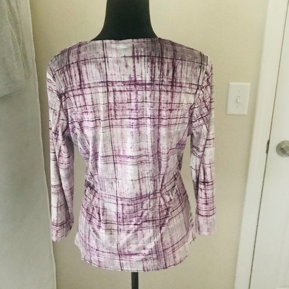 Nine West Purple Velvet Faux Wrap Top Size Large - Picture 6 of 6